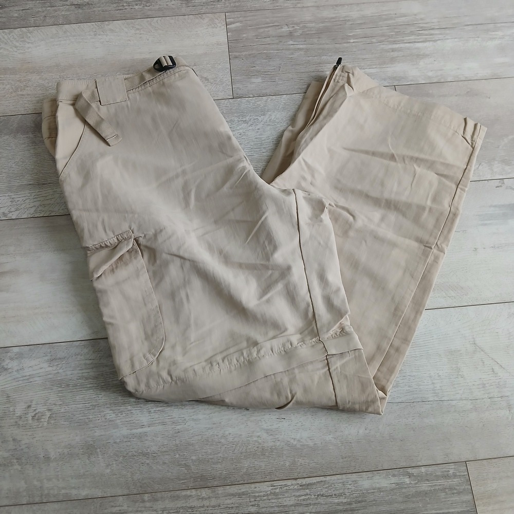 Pacific Trail Mens Convertible Cargo Pants Zip Off Beige Nylon Size 36/32